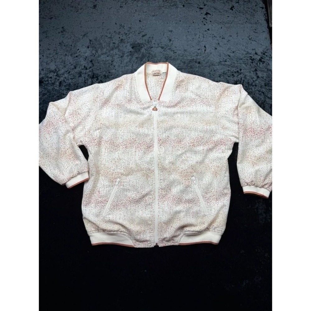 Vintage Ellesse L White Red Gold Spatter Track Jacket Bomber Hong Kong